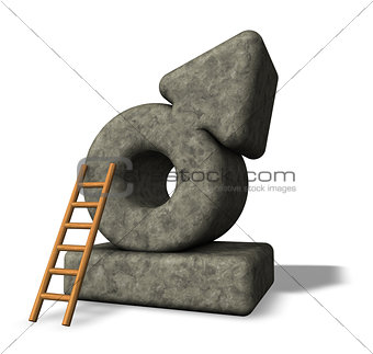 stone male symbol and ladder - 3d rendering