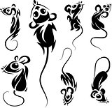 Set of comic black mice