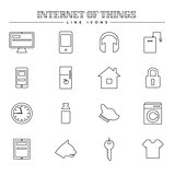 Internet of things and smart home, line icons set