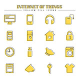 Internet of things and smart home, yellow fill icons set