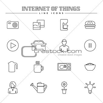 Internet of things and smart home, line icons set