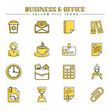 Business and office, yellow fill icons set