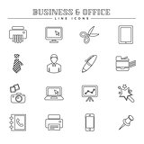 Business and office, line icons set