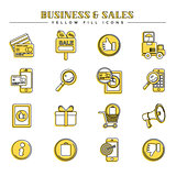 Business and sales, yellow fill icons set