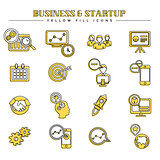 Business and startup, yellow fill icons set
