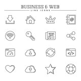 Business and web, line icons set