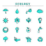 Ecology blue fill icons set