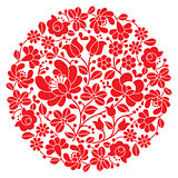 Kalocsai folk art embroidery - red Hungarian round floral folk pattern