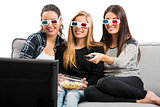Girls watching 3D movies 