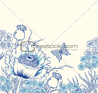 Floral background with poppy