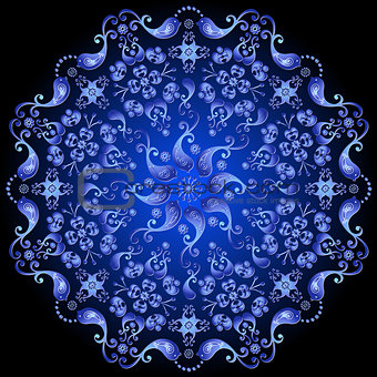  Dark blue floral circle pattern