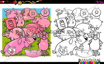 pig characters coloring book