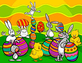 easter characters group cartoon