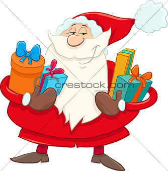 santa with presents cartoon