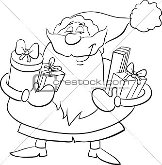 santa with gifts coloring book