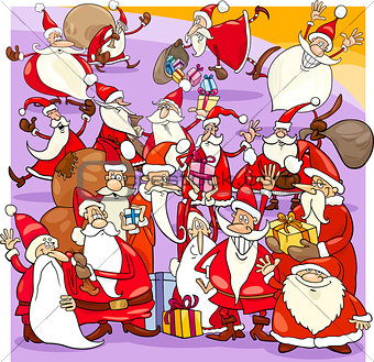 christmas santa group cartoon