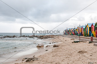Multi-coloured beach huts at St. James beach