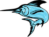 Blue Marlin Fish Jumping Drawing
