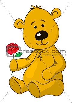Teddy-bear with a rose flower