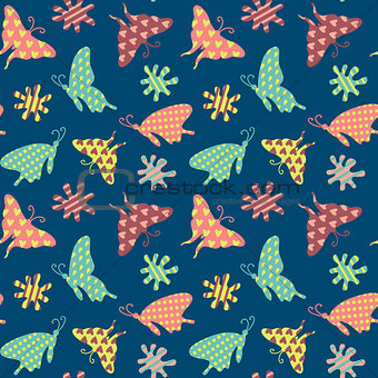 Butterfly vector seamless patterns