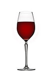 Glass of red wine  on white background