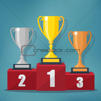 Gold, Silver and Bronze Trophy Cup.