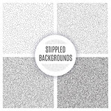 Set of black and white grainy dotwork textures. Retro halftone stippled backgrounds.