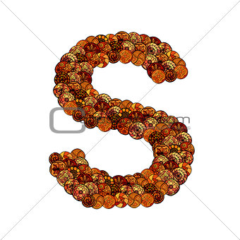 abstract vector font, made of ethnic elements - letter s