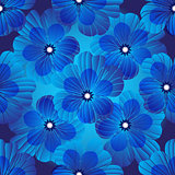 Dark blue floral seamless pattern