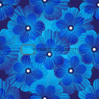 Dark blue floral seamless pattern
