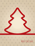 Christmas greeting card with red ribbon tree