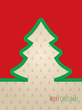 Christmas greeting card with green ribbon tree