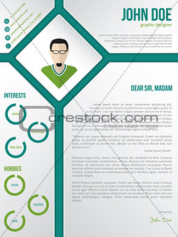 Modern cv resume cover letter template with photo in rhomb