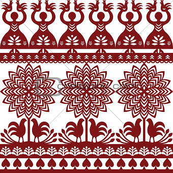 Seamless Polish folk art pattern Wycinanki Kurpiowskie - Kurpie Papercuts