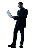 business man computer silhouette isolated