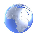 Africa on bright metallic Earth
