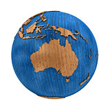 Australia on wooden Earth