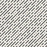 Vector Seamless Black and White Irregular Rounded Dash Diagonal Lines Pattern