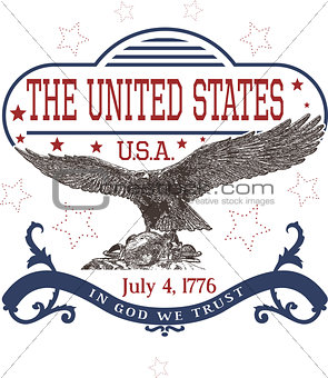 July 4th U.S. Independence Day Template with Eagle