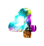Glowing Light effect neon Font. Color Design Text Symbols. Shiny number 4