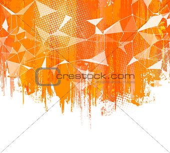 Splashes Orange Background. Creative abstract  with colorful splash, halftone doted ellements and triangular design