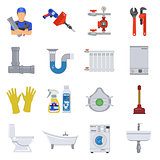 Plumbing Service Flat Icons Set