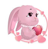rabbit surrounded by hearts