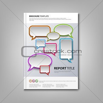 Brochures book or flyer with colorful abstract speak bubbles