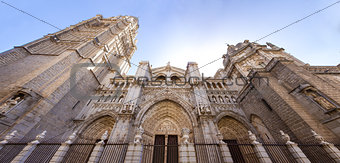 Toledo Cathedral low angle panoramic view, Spain