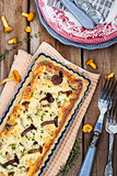 Chanterelle mushroom, cheese and thyme quiche