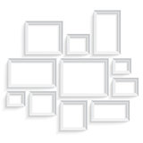 Blank picture frame template set isolated on wall. Photo art gallery