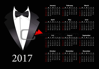 Vector American calendar 2017 with elegant suit 