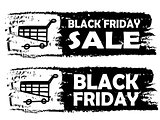 Black friday - drawn banner with cart