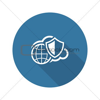 Safety Global Cloud Icon. Flat Design.